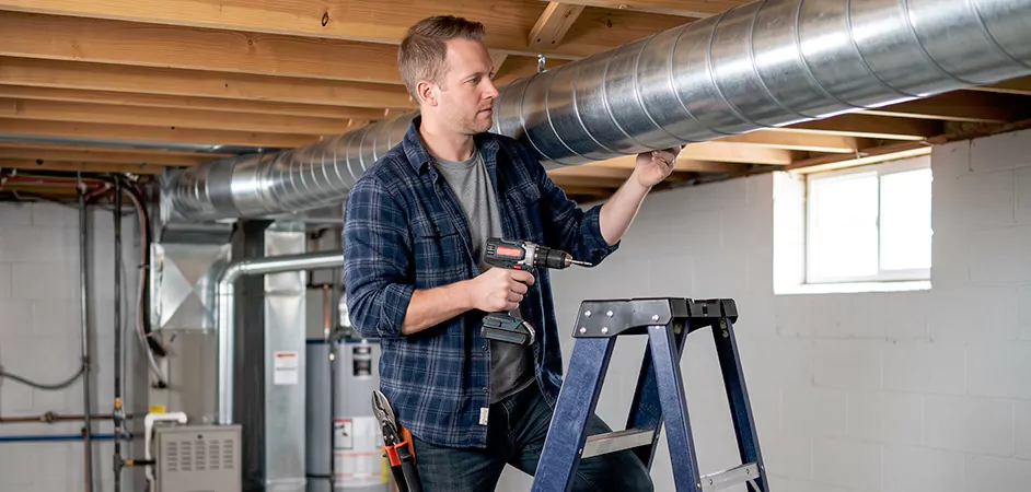Exposed Spiral Ductwork in Sugar Land